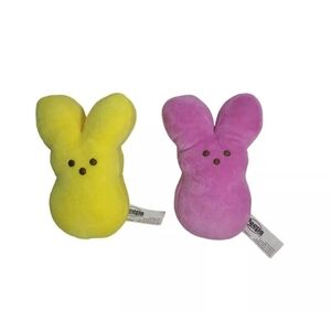 Peeps Plush 6" Yellow & Pink Bunnies Rabbits Stuffed Animal Easter Soft Plush